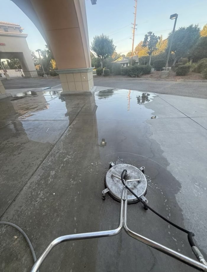 Commercial sidewalk or storefront walkway cleaning