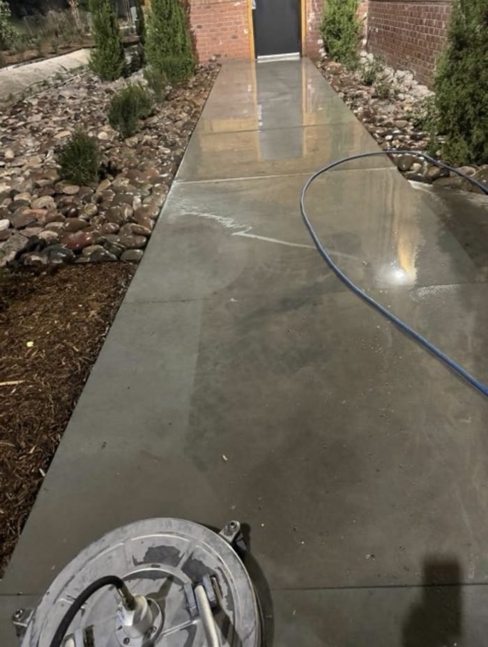 Commercial sidewalk or storefront walkway cleaning