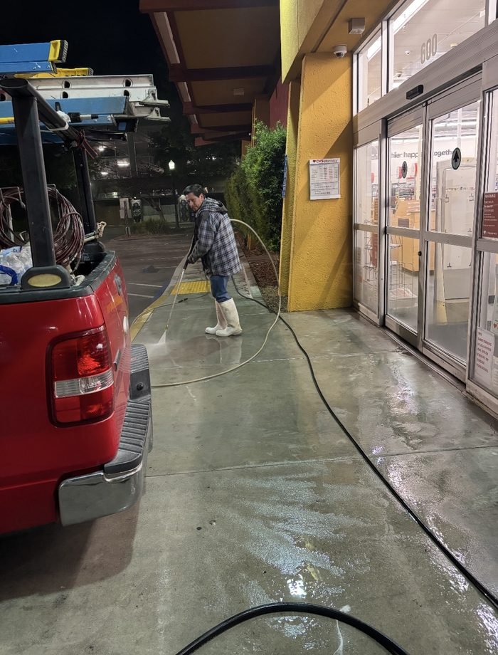 Commercial sidewalk or storefront walkway cleaning