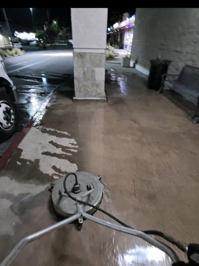 Commercial sidewalk or storefront walkway cleaning