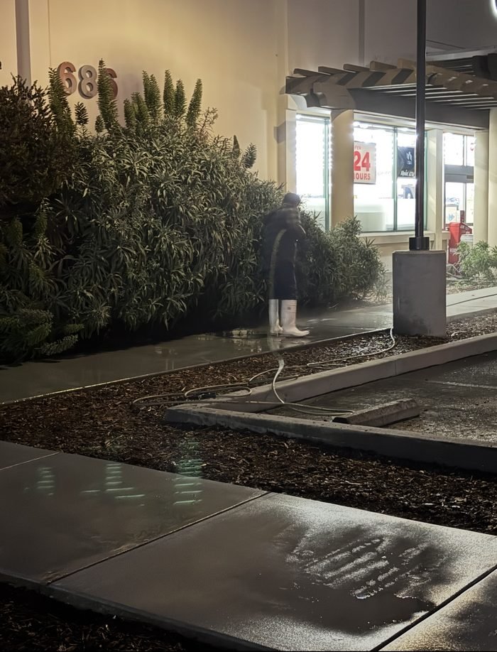 Commercial sidewalk or storefront walkway cleaning